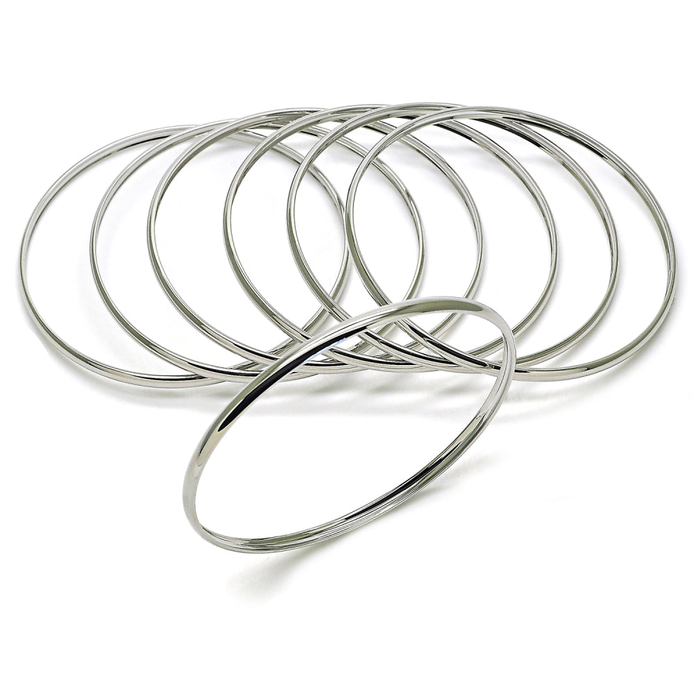 Rhodium Gold Filled Semanario Bangle, Polished, Rhodium Finish