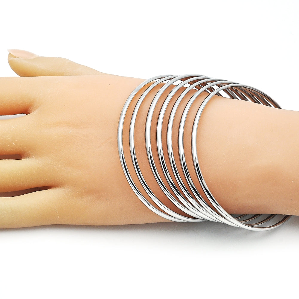 Rhodium Gold Filled Semanario Bangle, Polished, Rhodium Finish
