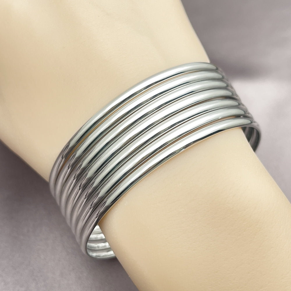 Rhodium Gold Filled Semanario Bangle, Polished, Rhodium Finish