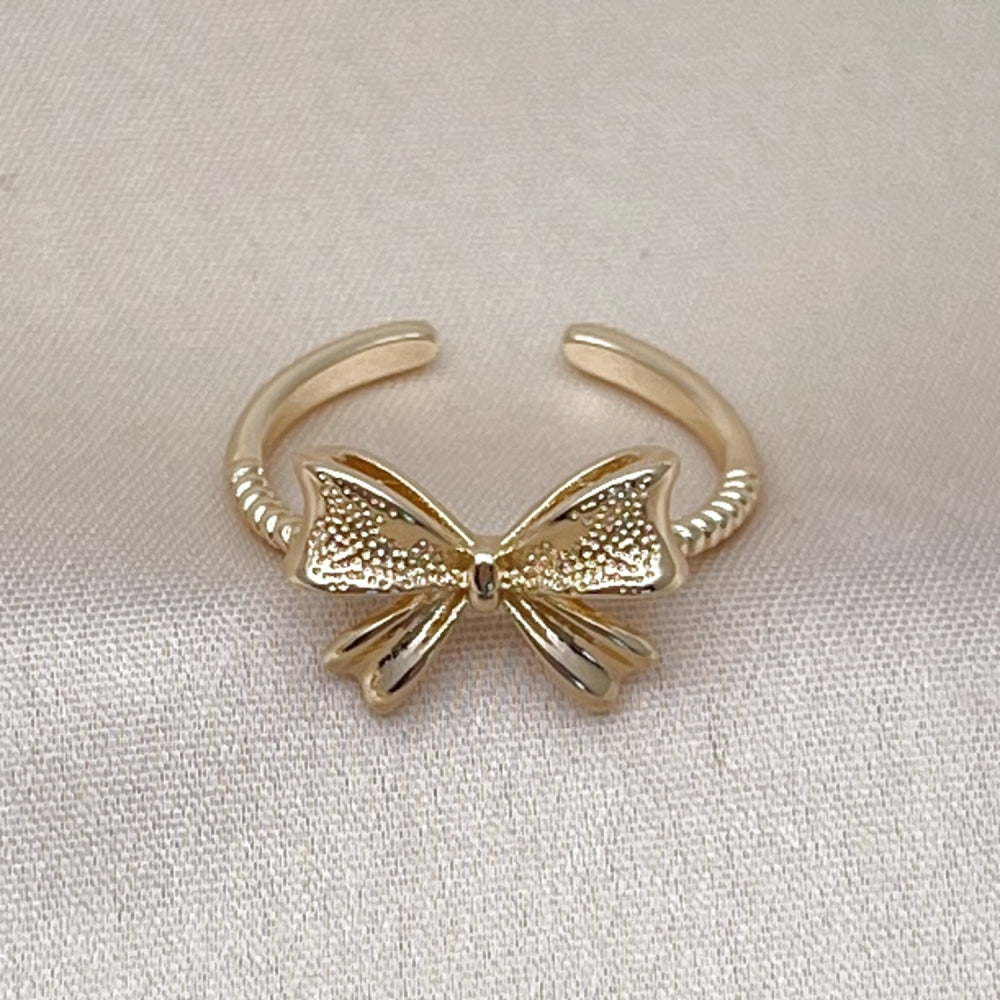 Oro Laminado Elegant Ring, Gold Filled Style Bow Design, Matte Finish, Golden Finish