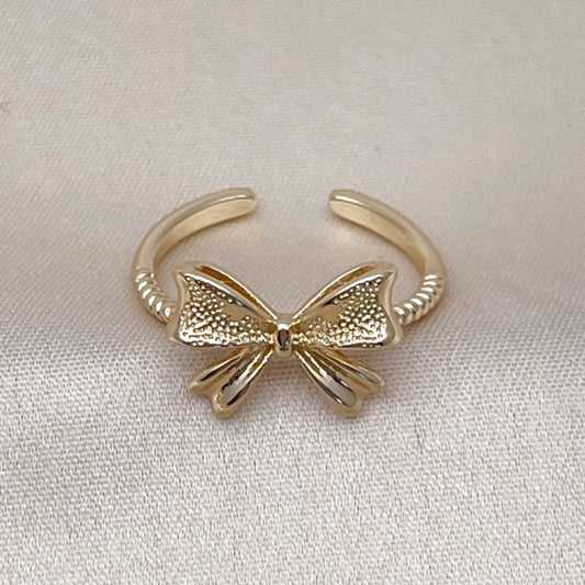Oro Laminado Elegant Ring, Gold Filled Style Bow Design, Matte Finish, Golden Finish