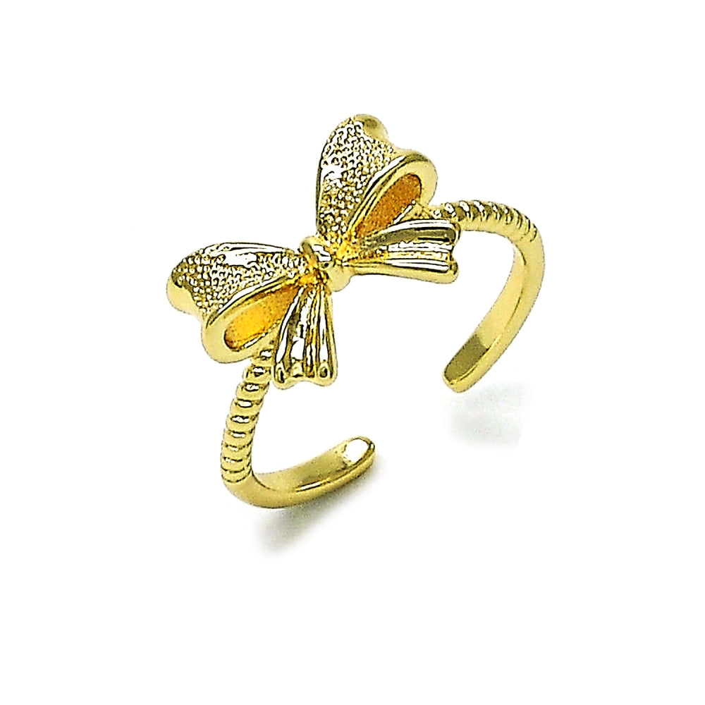 Oro Laminado Elegant Ring, Gold Filled Style Bow Design, Matte Finish, Golden Finish