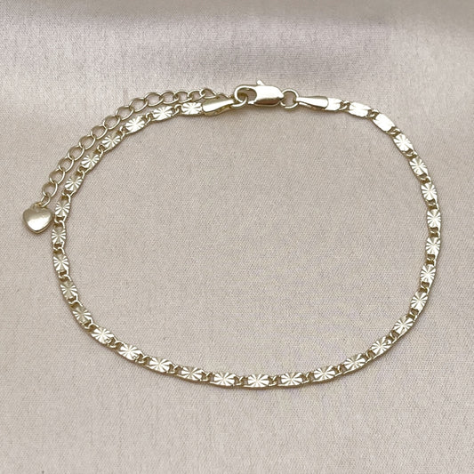 Oro Laminado Basic Anklet, Gold Filled Style Mariner Design, Diamond Cutting Finish, Golden Finish