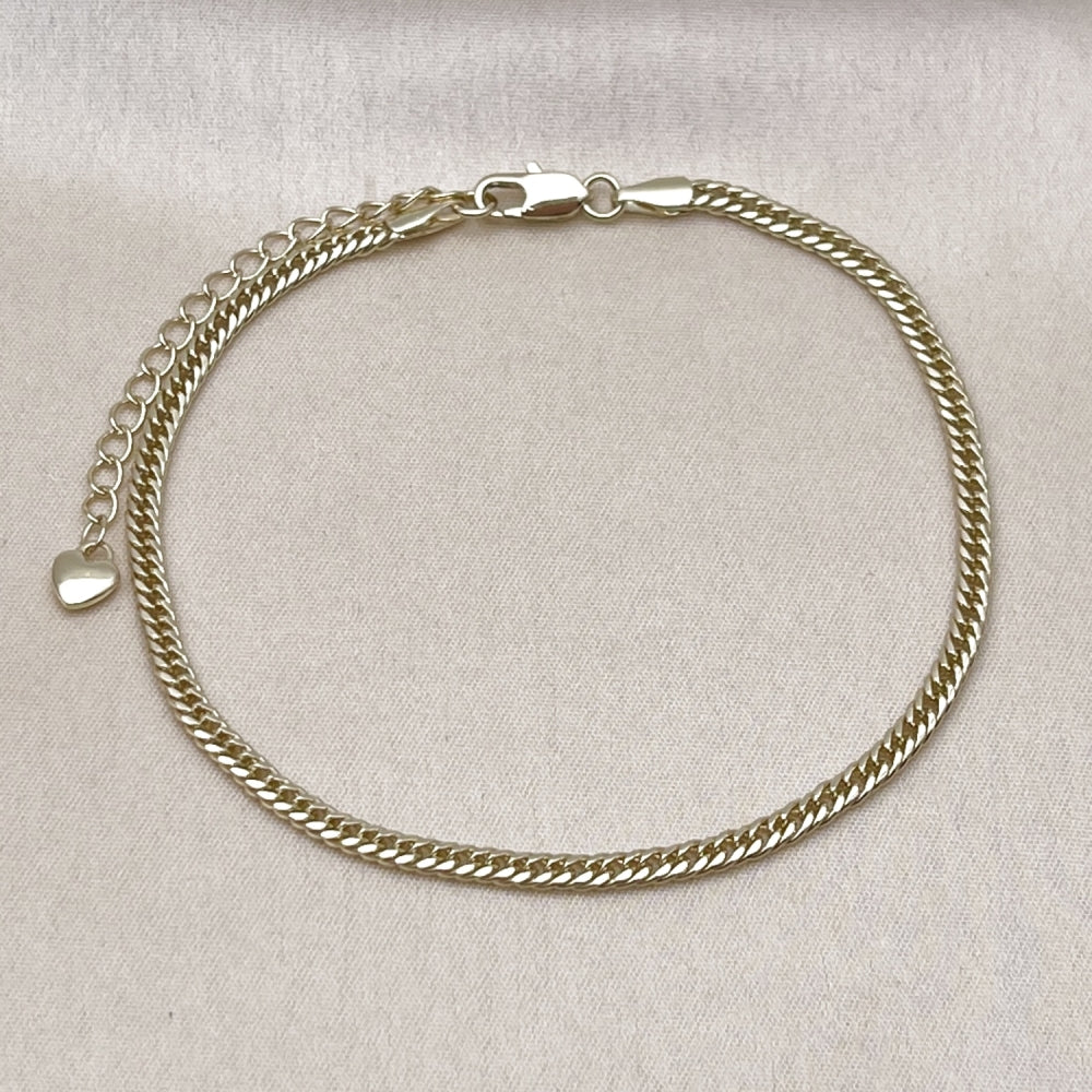 Oro Laminado Basic Anklet, Gold Filled Style Diamond Cutting Finish, Golden Finish