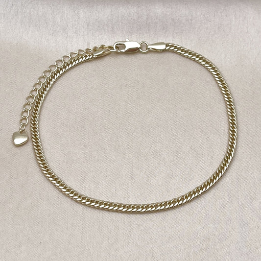 Oro Laminado Basic Anklet, Gold Filled Style Diamond Cutting Finish, Golden Finish