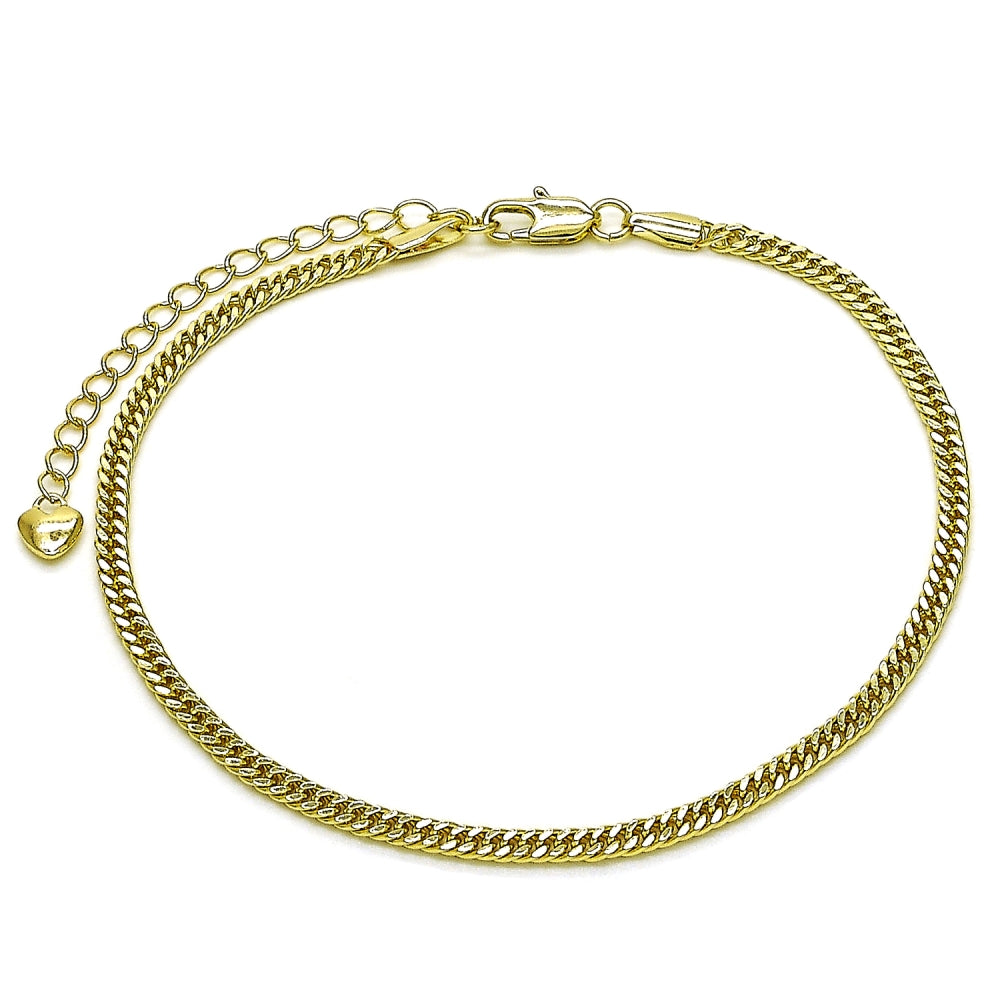 Oro Laminado Basic Anklet, Gold Filled Style Diamond Cutting Finish, Golden Finish