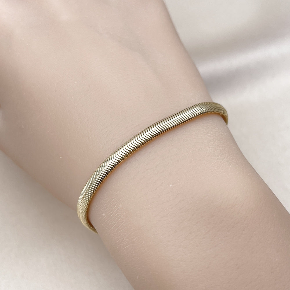 Oro Laminado Basic Bracelet, Gold Filled Style Rat Tail Design, Polished, Golden Finish