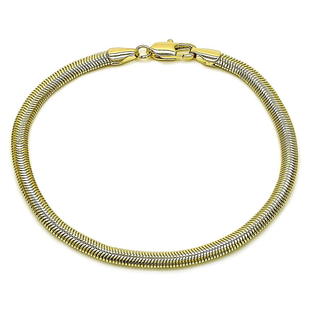 Oro Laminado Basic Bracelet, Gold Filled Style Rat Tail Design, Polished, Golden Finish