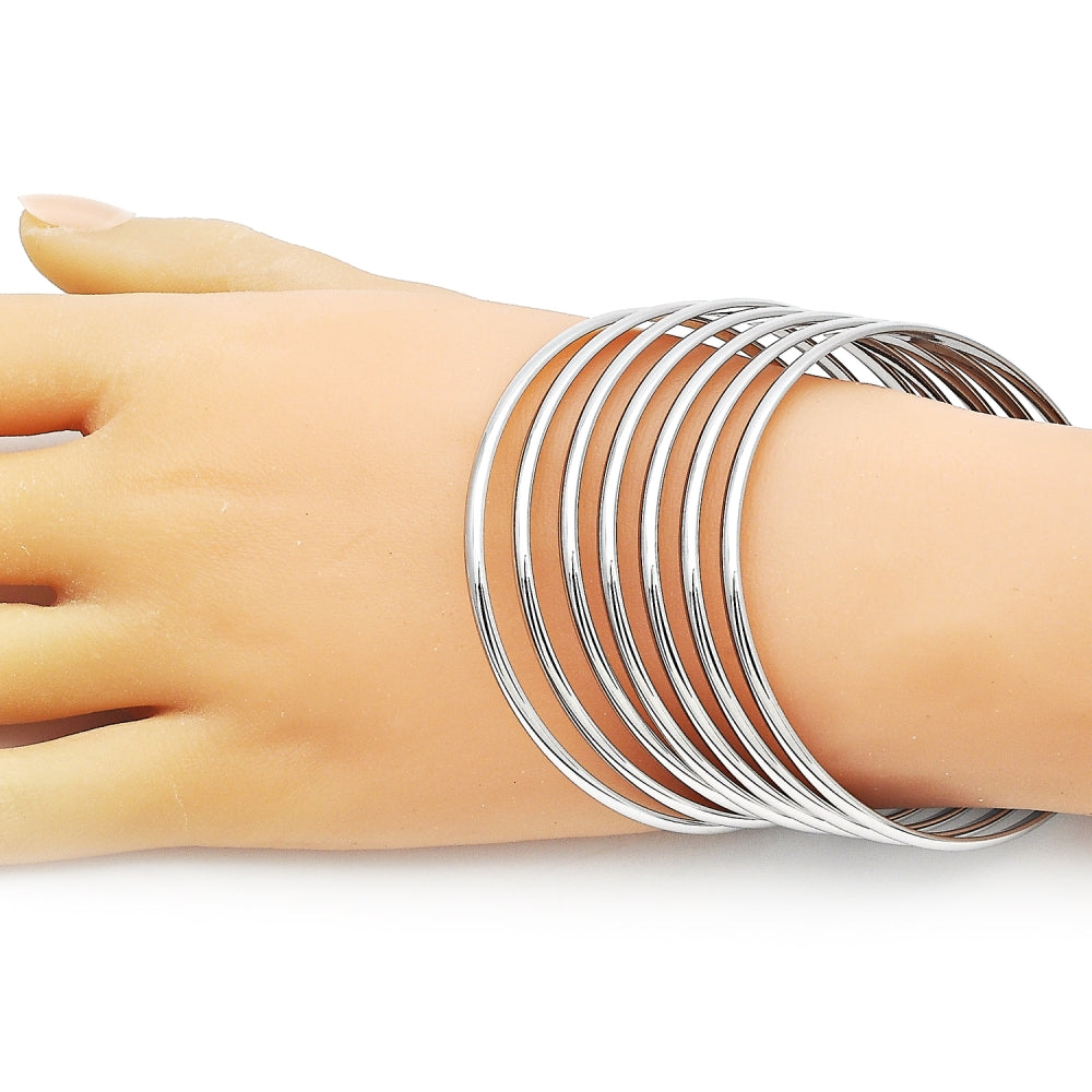 Rhodium Gold Filled Semanario Bangle, Polished, Rhodium Finish