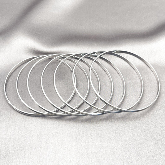 White Gold Filled Semanario Bangle, Polished, Rhodium Finish