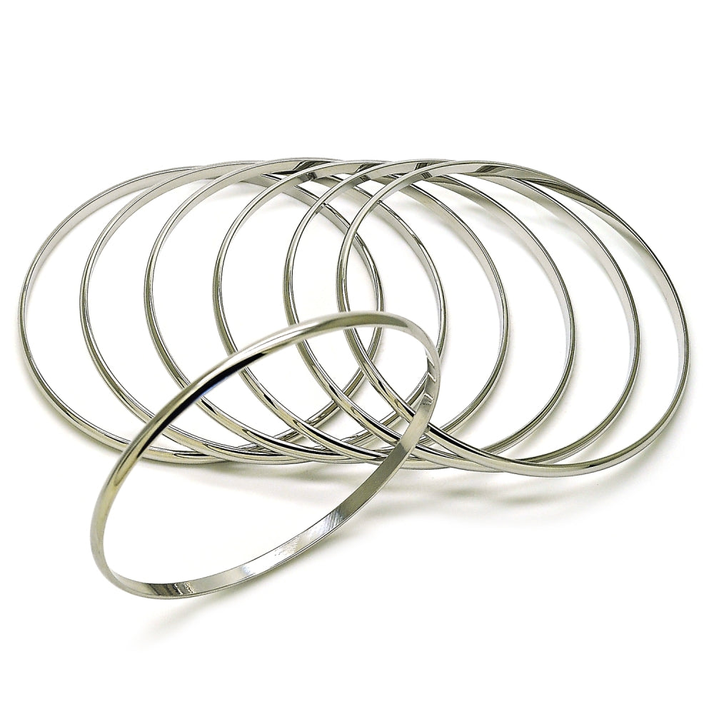Rhodium Gold Filled Semanario Bangle, Polished, Rhodium Finish