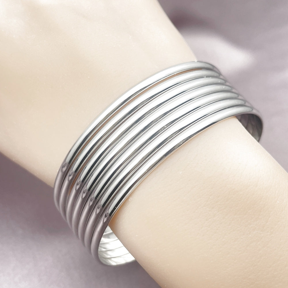 Rhodium Gold Filled Semanario Bangle, Polished, Rhodium Finish