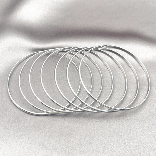 White Gold Filled Semanario Bangle, Polished, Rhodium Finish