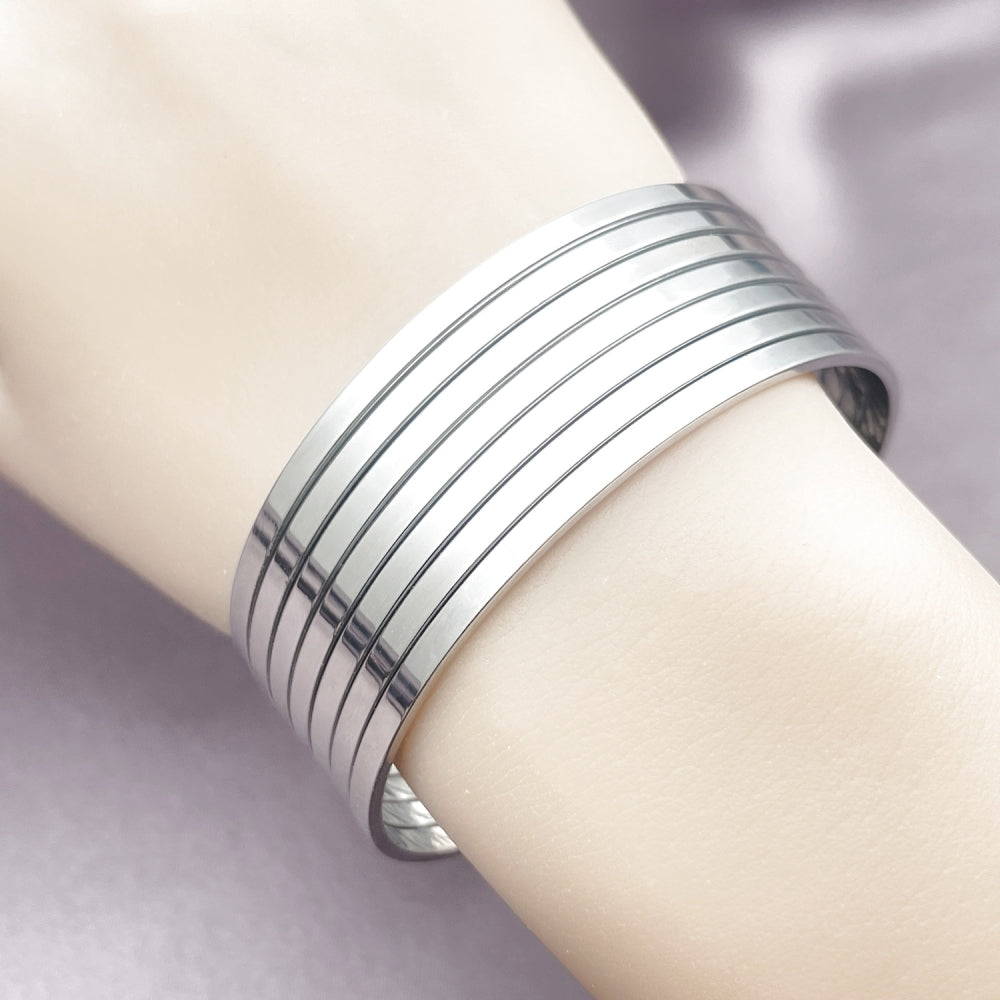Rhodium Gold Filled Semanario Bangle, Polished, Rhodium Finish