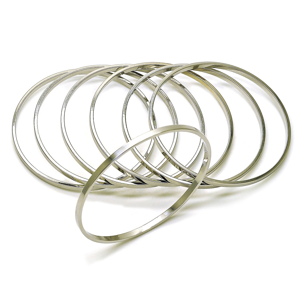 Rhodium Gold Filled Semanario Bangle, Polished, Rhodium Finish
