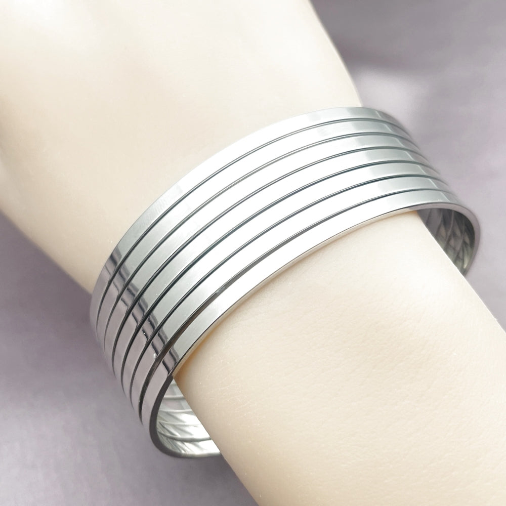 Rhodium Gold Filled Semanario Bangle, Polished, Rhodium Finish