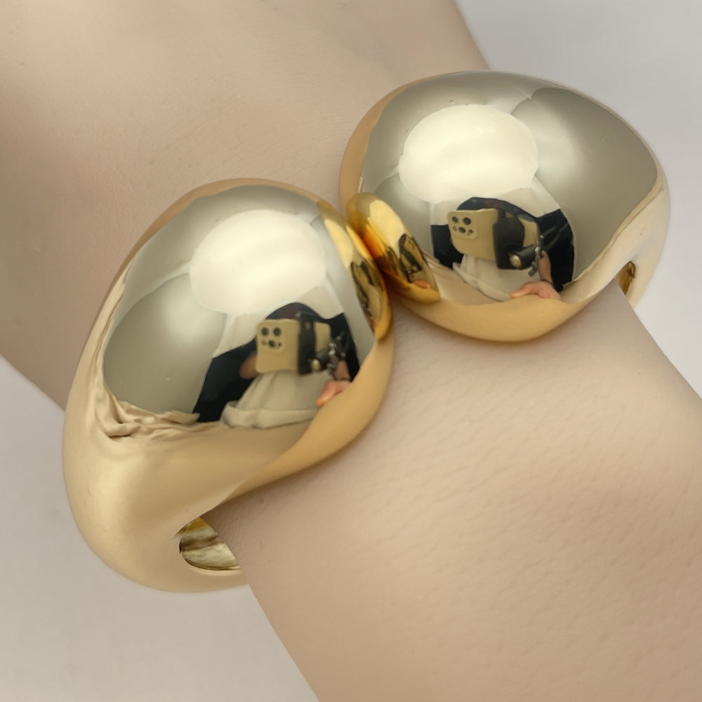 Oro Laminado Individual Bangle, Gold Filled Style Teardrop Design, Polished, Golden Finish