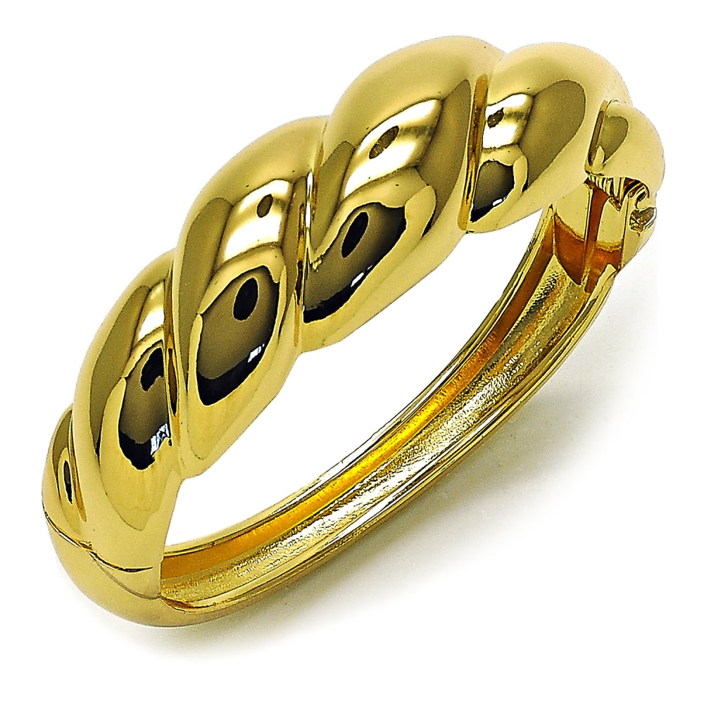 Oro Laminado Individual Bangle, Gold Filled Style Twist Design, Polished, Golden Finish