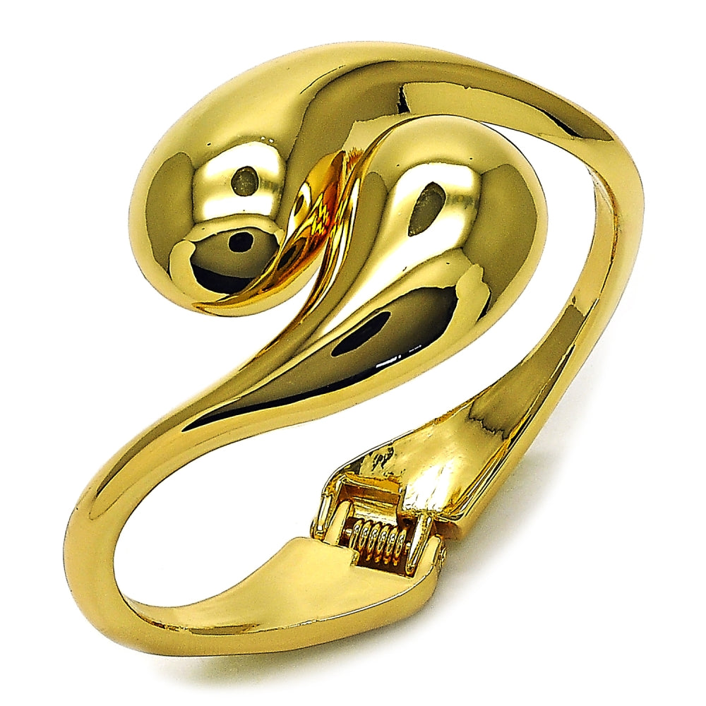 Oro Laminado Individual Bangle, Gold Filled Style Teardrop Design, Polished, Golden Finish