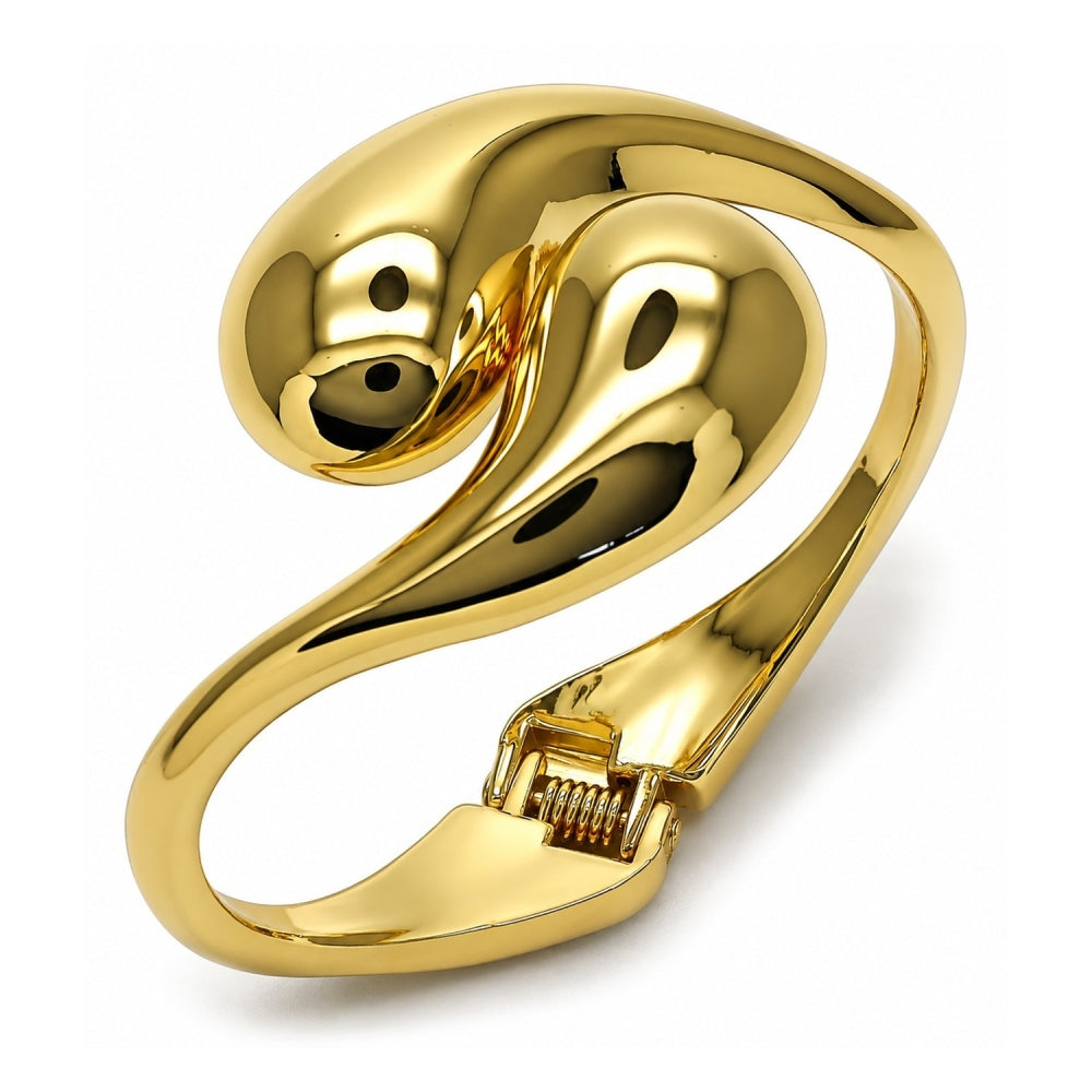 Oro Laminado Individual Bangle, Gold Filled Style Teardrop Design, Polished, Golden Finish