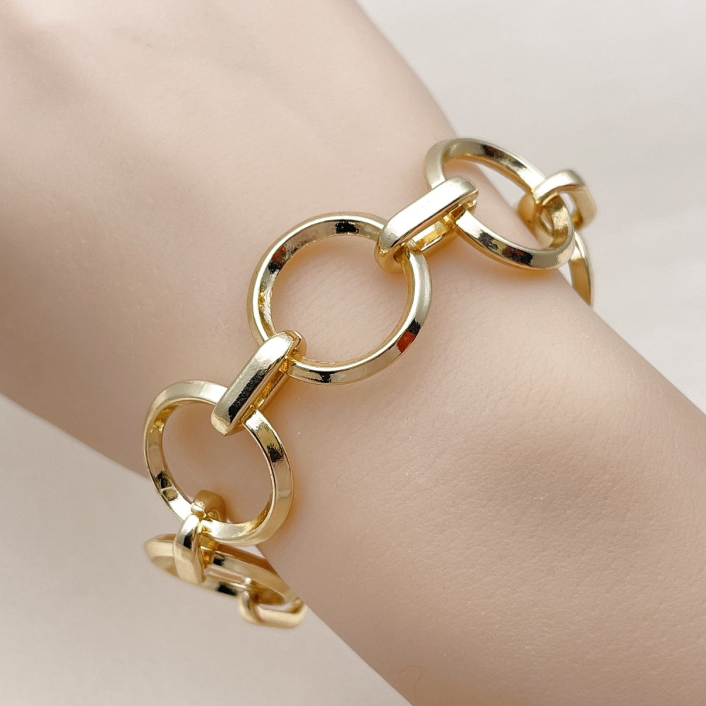 Oro Laminado Fancy Bracelet, Gold Filled Style Rolo Design, Polished, Golden Finish