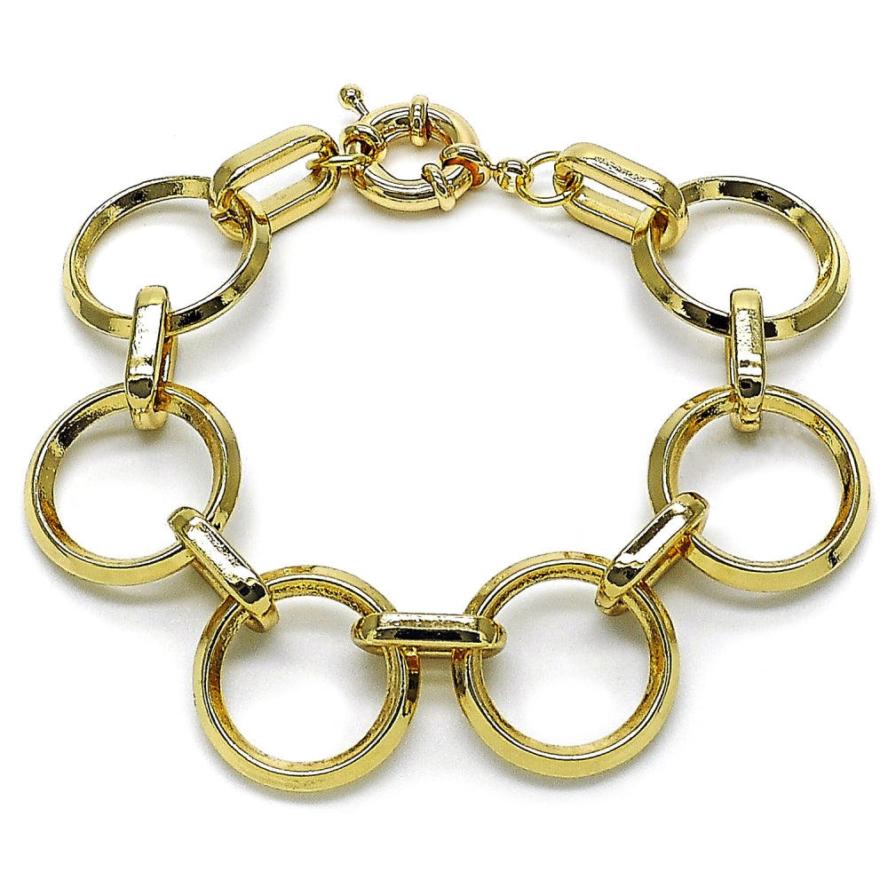 Oro Laminado Fancy Bracelet, Gold Filled Style Rolo Design, Polished, Golden Finish