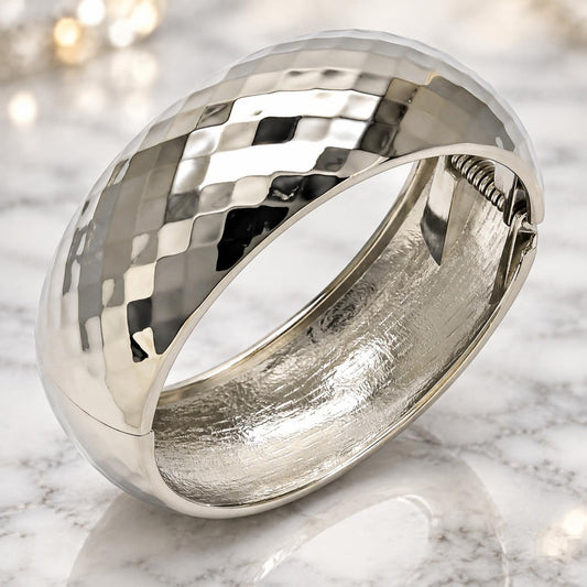 White Gold Filled Individual Bangle, Polished, Rhodium Finish