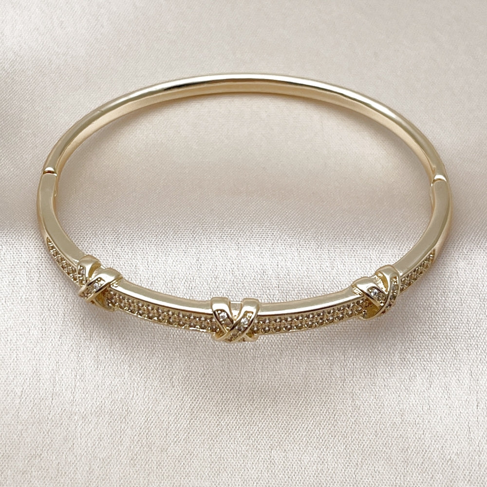 Oro Laminado Individual Bangle, Gold Filled Style with White Cubic Zirconia, Polished, Golden Finish