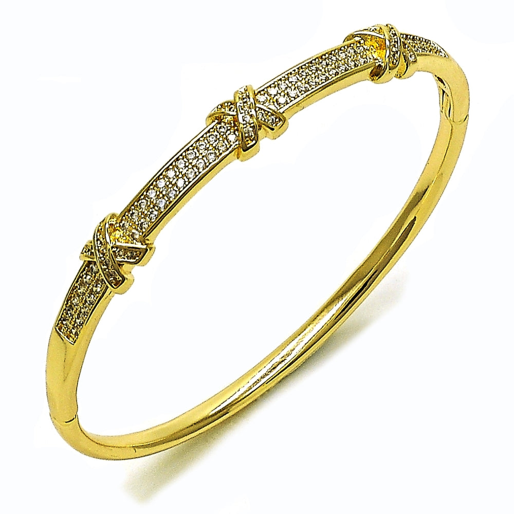 Oro Laminado Individual Bangle, Gold Filled Style with White Cubic Zirconia, Polished, Golden Finish