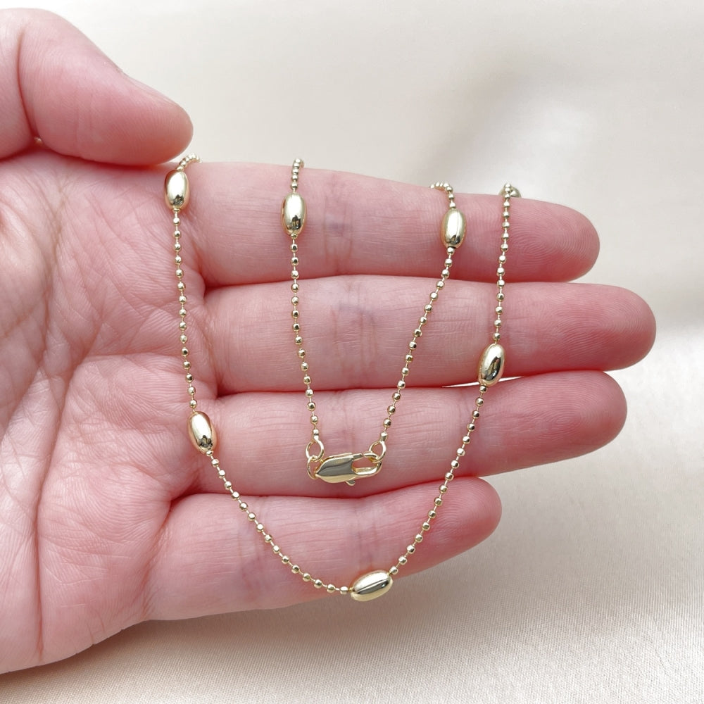Oro Laminado Basic Necklace, Gold Filled Style Ball Design, Polished, Golden Finish