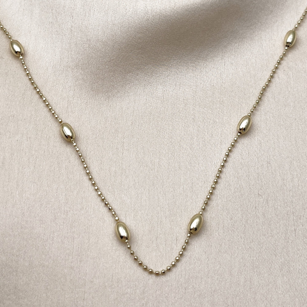 Oro Laminado Basic Necklace, Gold Filled Style Ball Design, Polished, Golden Finish