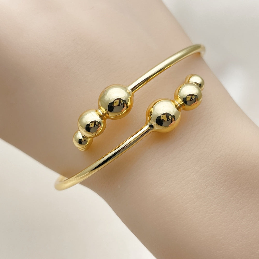 Oro Laminado Individual Bangle, Gold Filled Style Ball Design, Polished, Golden Finish