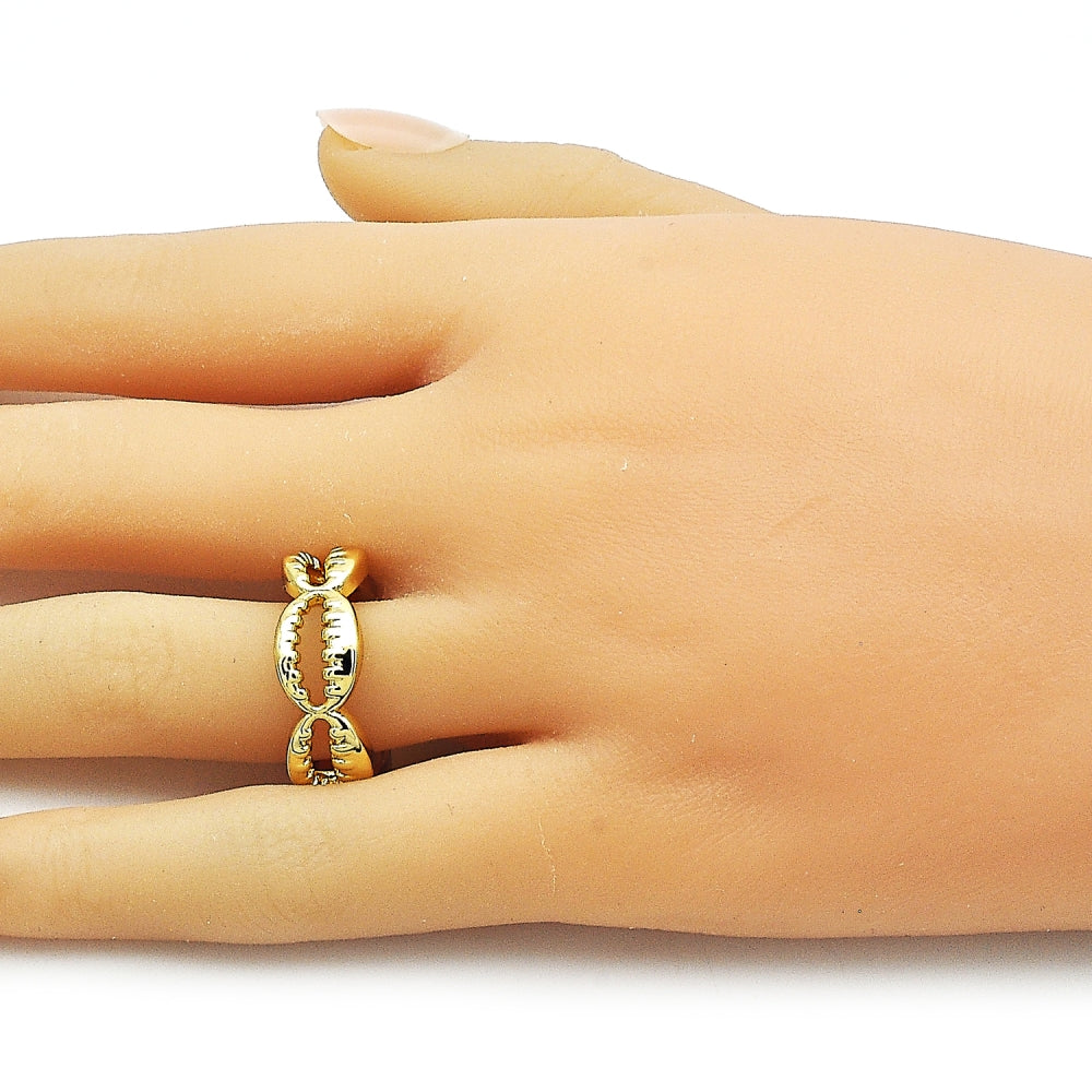 Oro Laminado Elegant Ring, Gold Filled Style Shell Design, Polished, Golden Finish