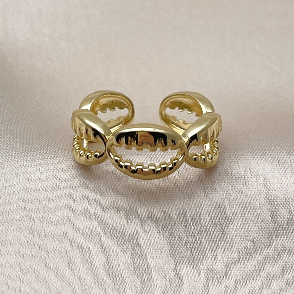 Oro Laminado Elegant Ring, Gold Filled Style Shell Design, Polished, Golden Finish