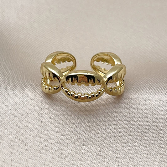 Oro Laminado Elegant Ring, Gold Filled Style Shell Design, Polished, Golden Finish