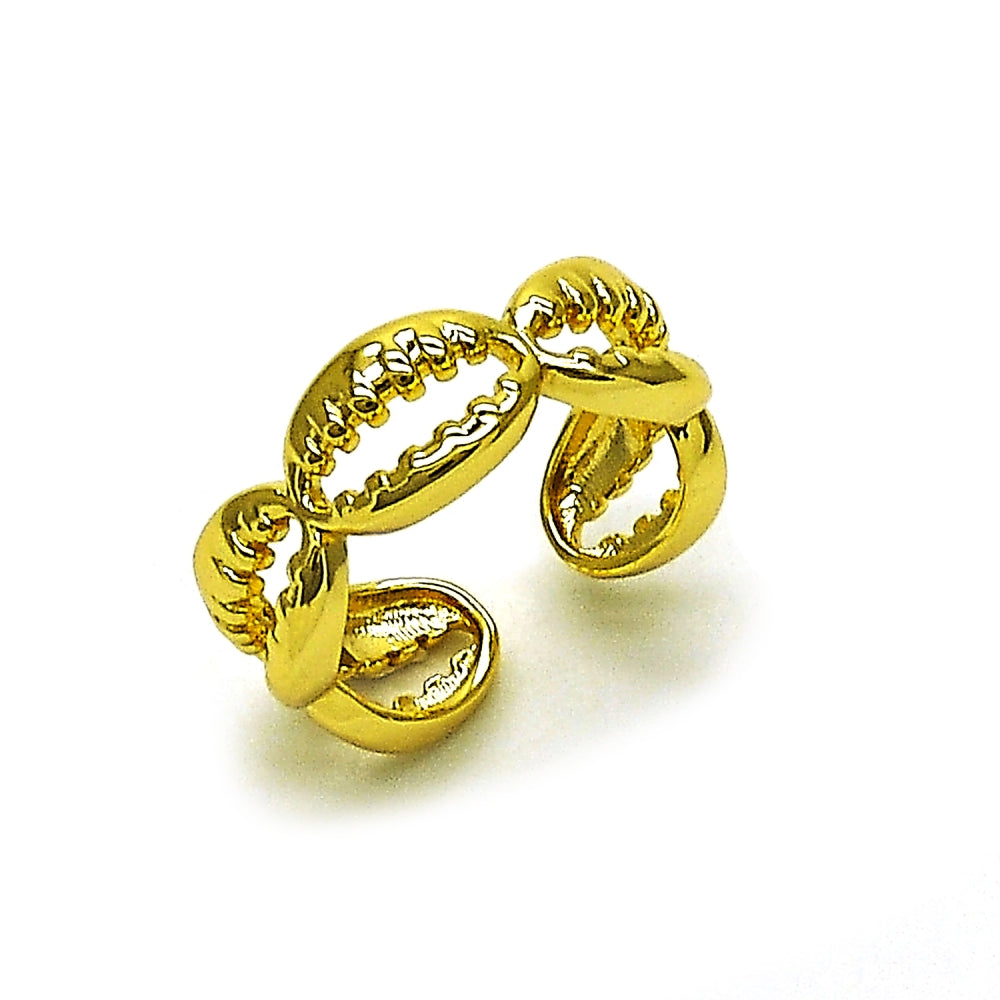 Oro Laminado Elegant Ring, Gold Filled Style Shell Design, Polished, Golden Finish