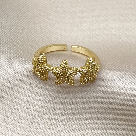 Oro Laminado Elegant Ring, Gold Filled Style Star Design, Matte Finish, Golden Finish