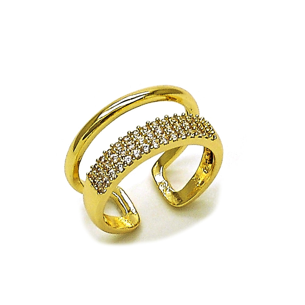 Oro Laminado Elegant Ring, Gold Filled Style with White Micro Pave, Polished, Golden Finish