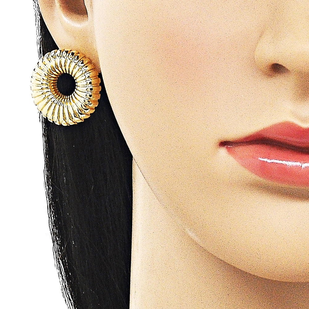 Oro Laminado Stud Earring, Gold Filled Style Polished, Golden Finish