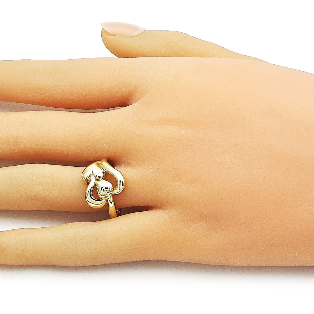 Oro Laminado Elegant Ring, Gold Filled Style Heart Design, Polished, Golden Finish