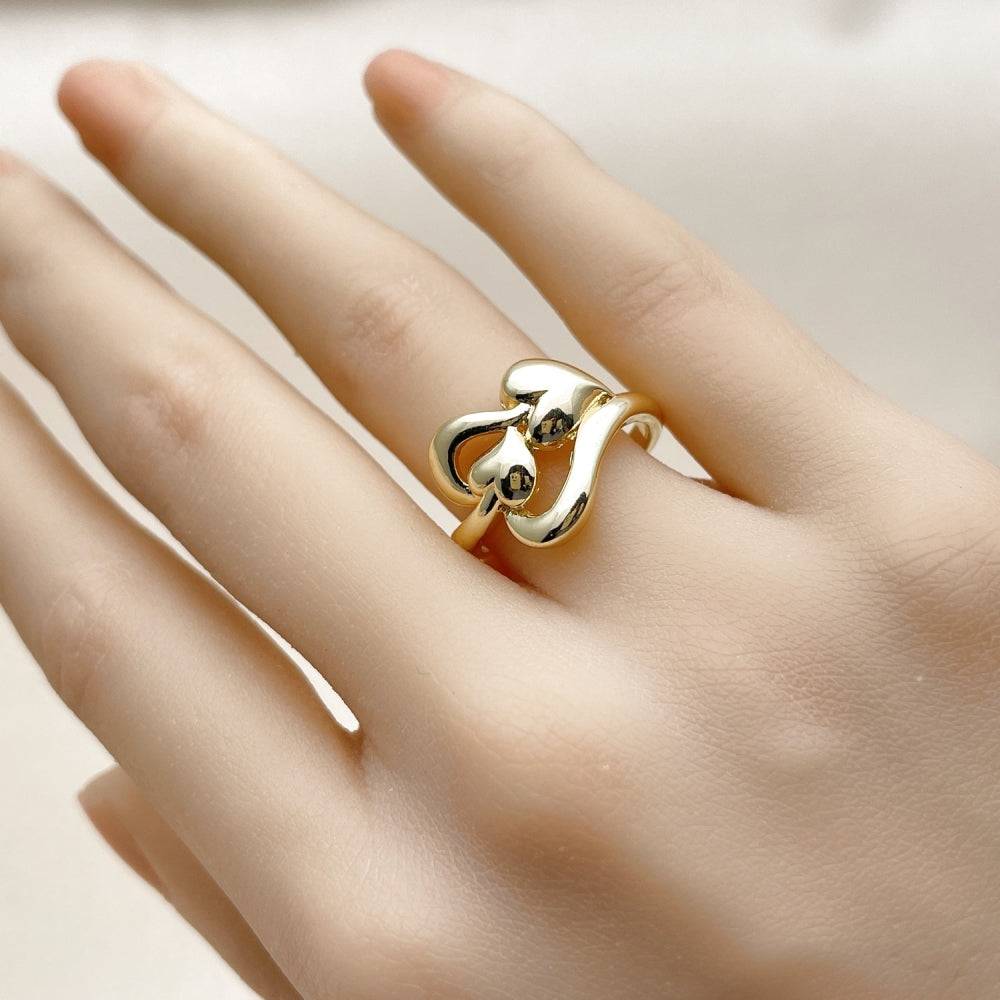 Oro Laminado Elegant Ring, Gold Filled Style Heart Design, Polished, Golden Finish