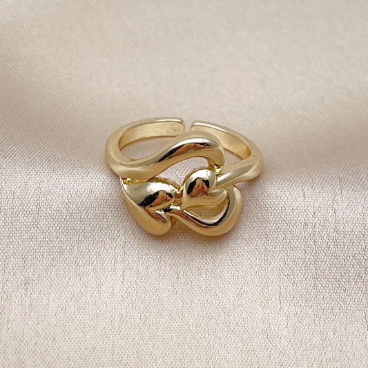 Oro Laminado Elegant Ring, Gold Filled Style Heart Design, Polished, Golden Finish