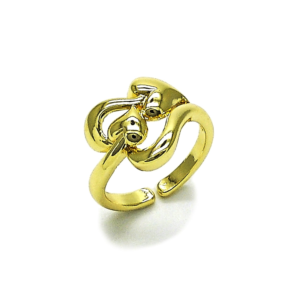 Oro Laminado Elegant Ring, Gold Filled Style Heart Design, Polished, Golden Finish