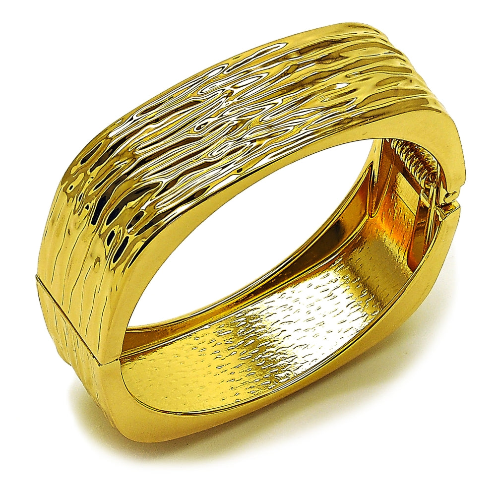 Oro Laminado Individual Bangle, Gold Filled Style Diamond Cutting Finish, Golden Finish