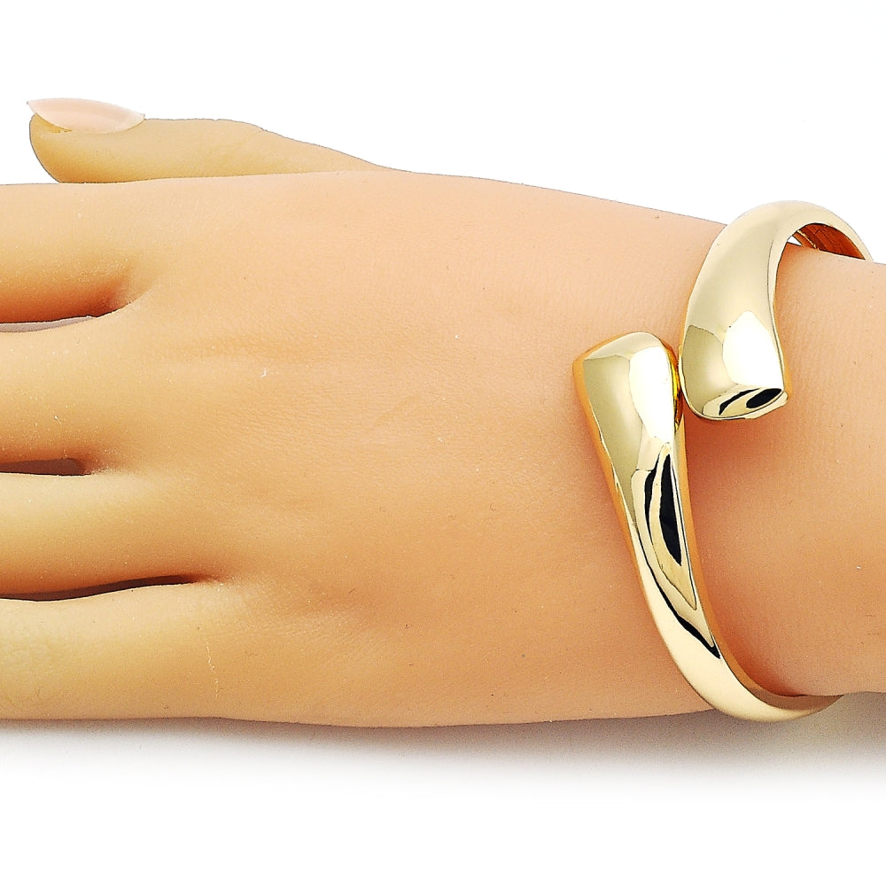 Oro Laminado Individual Bangle, Gold Filled Style Teardrop Design, Polished, Golden Finish