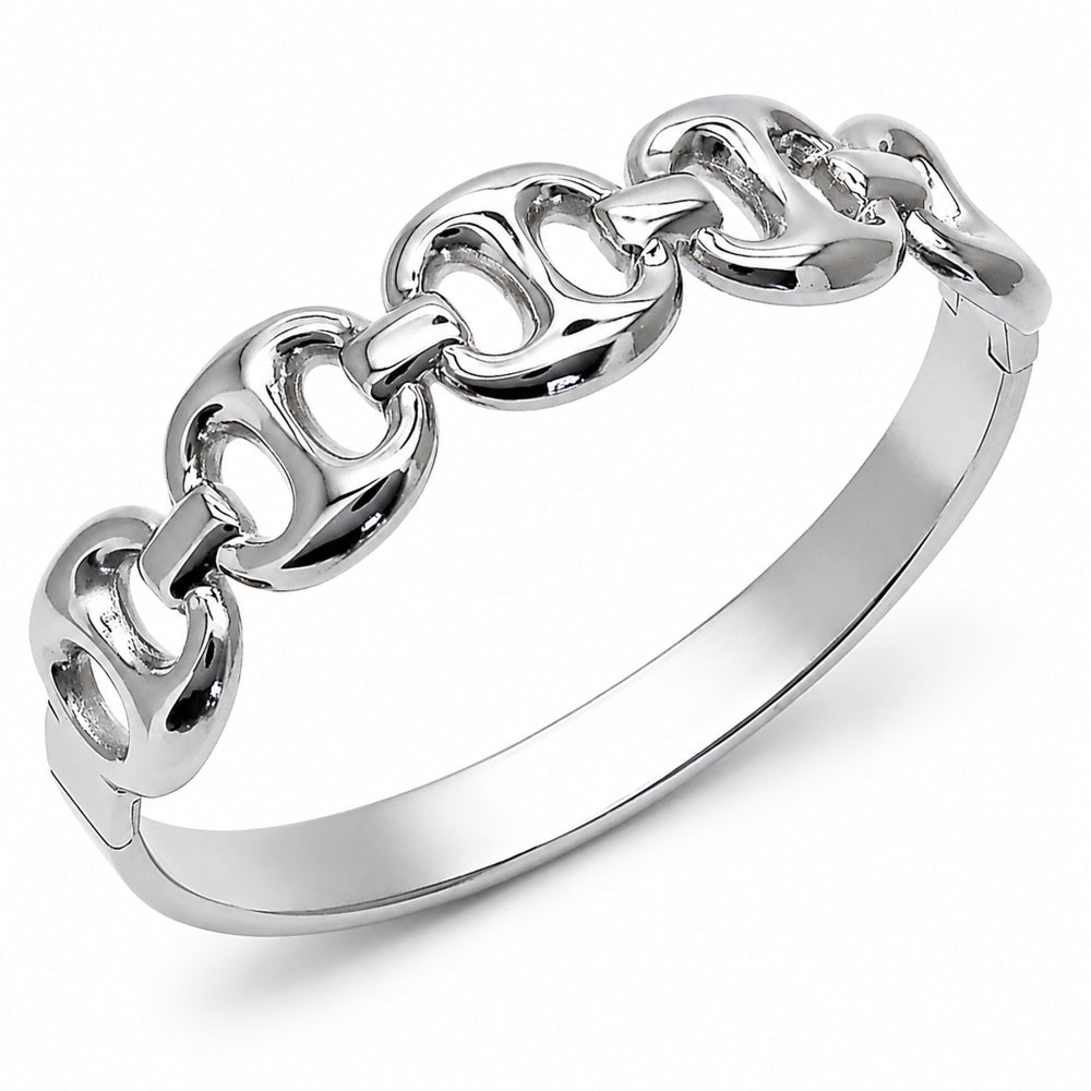 Stainless Steel Individual Bangle, Puff Mariner Design, Polished, Steel Finish