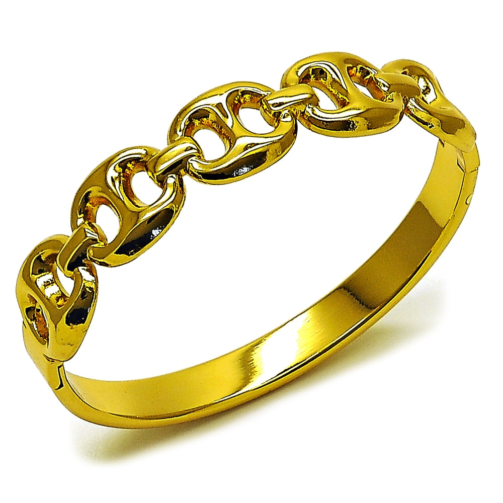 Stainless Steel Individual Bangle, Puff Mariner Design, Polished, Golden Finish