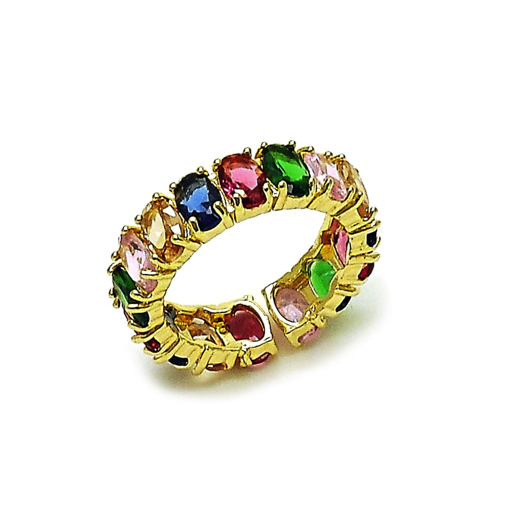 Oro Laminado Multi Stone Ring, Gold Filled Style with Multicolor Cubic Zirconia, Polished, Golden Finish