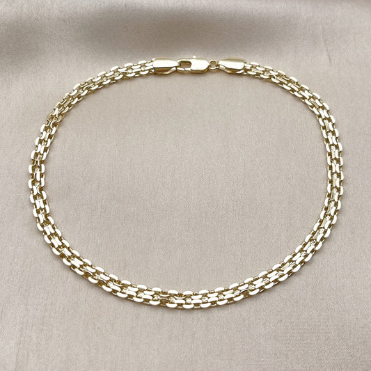 Oro Laminado Basic Anklet, Gold Filled Style Bismark Design, Polished, Golden Finish