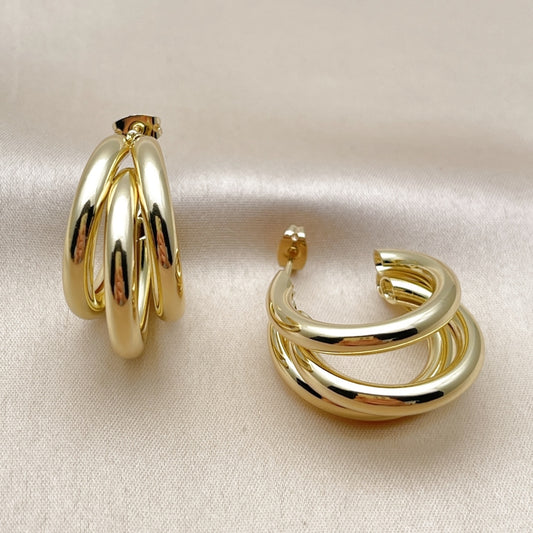 Oro Laminado Small Hoop, Gold Filled Style Hollow Design, Polished, Golden Finish